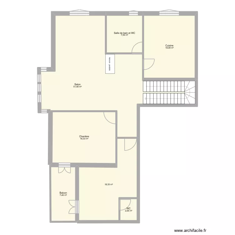 1etage_Villa_Ghazela. Plan de 7  et 123 m²