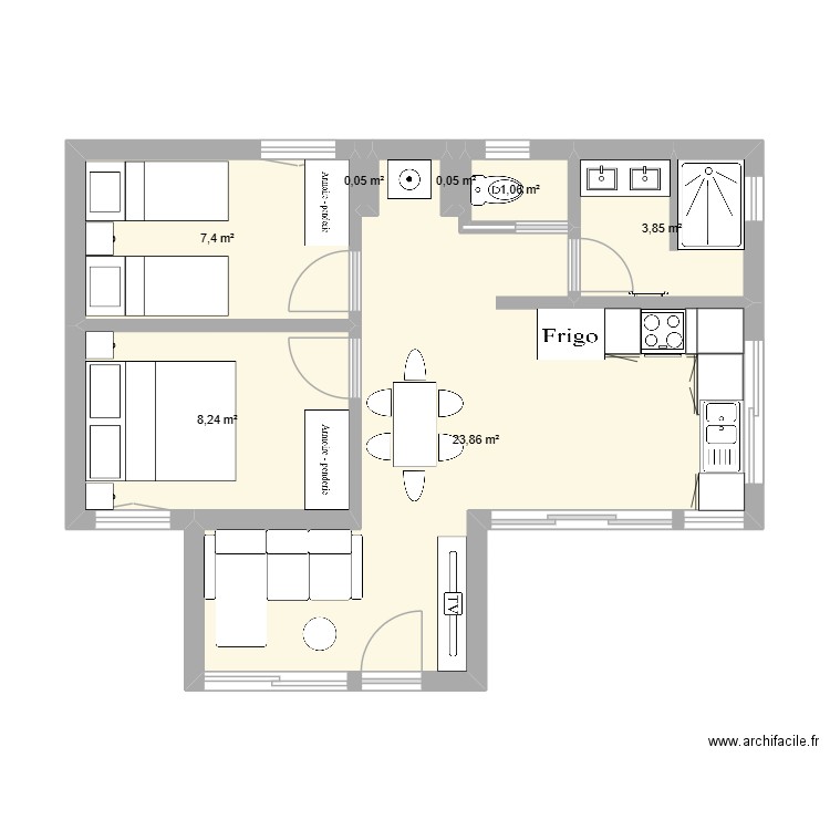 MON REVE. Plan de 7 pièces et 45 m2