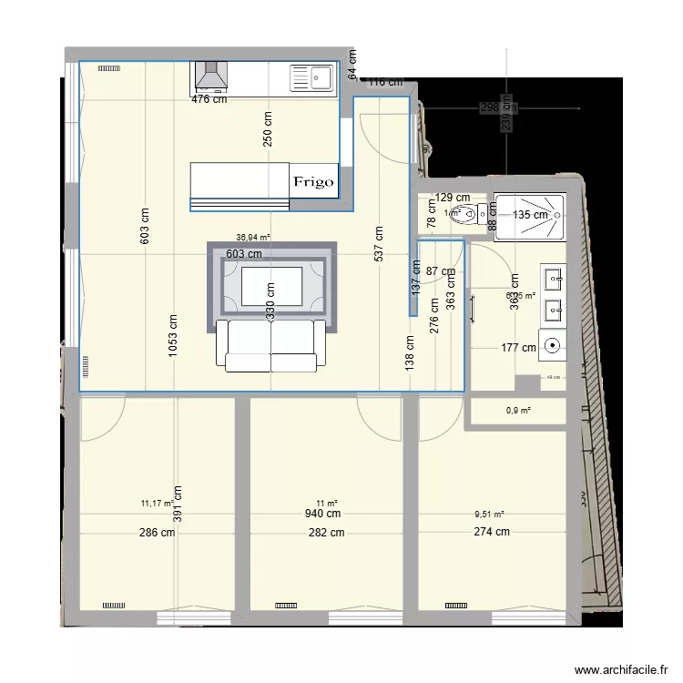 Appart tram calypso 14etage avec radiateur 02-02-25. Plan de 