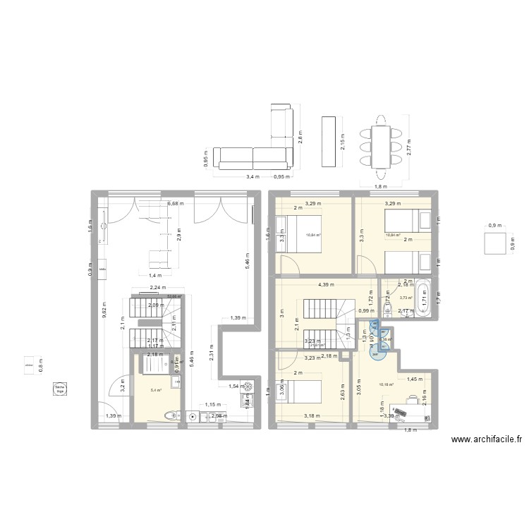 appart reims. Plan de 9 pièces et 116 m2