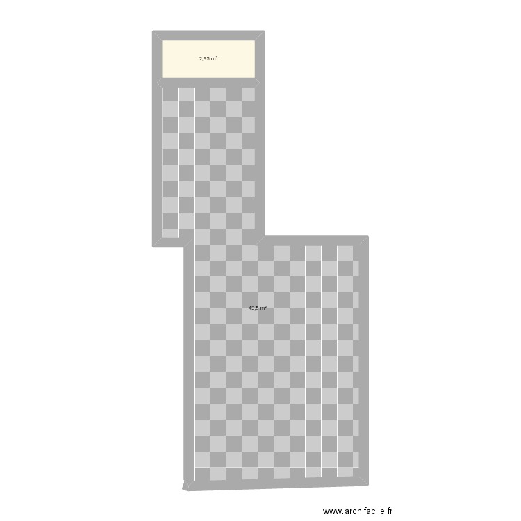 Sol. Plan de 2 pièces et 46 m2