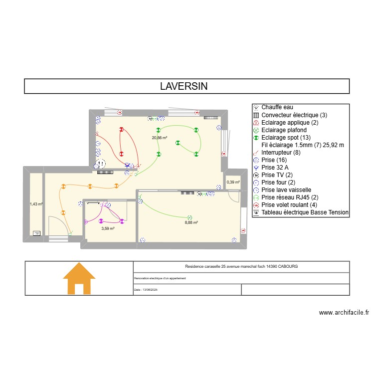 LAVERSIN. Plan de 5 pièces et 35 m2