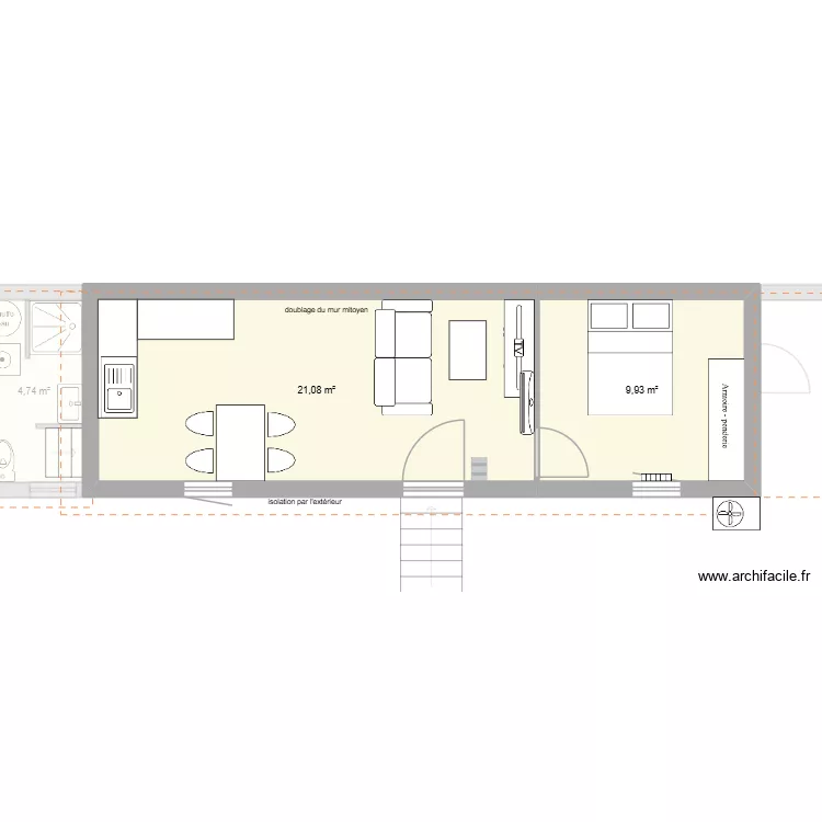 cot&eacute; usine droite (face au batiment) int. Plan de 4  et 67 m²