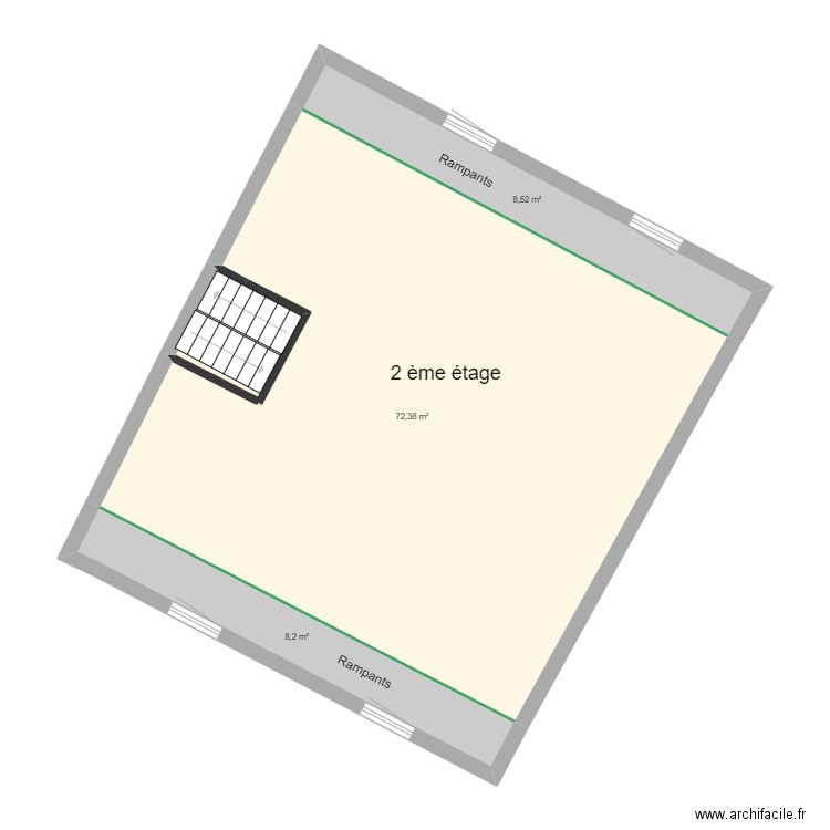  PLAN DE MASSE  2 eme étage AVANT DIVISION. Plan de 3 pièces et 89 m2