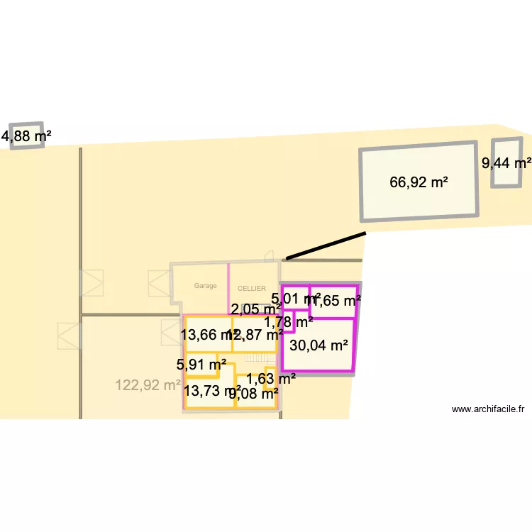 PINSON 4. Plan de 23  et 469 m²