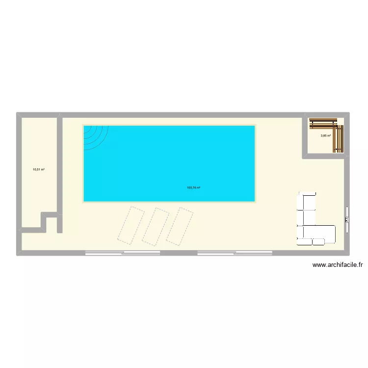 Piscine int&eacute;rieure. Plan de 3  et 118 m²