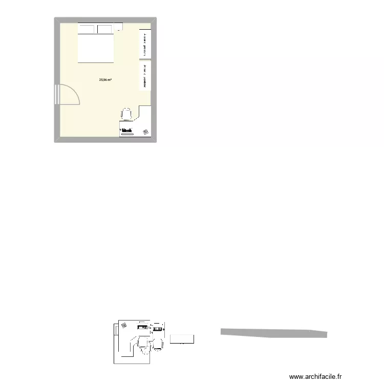 Chambre de Julien. Plan de 1  et 26 m²