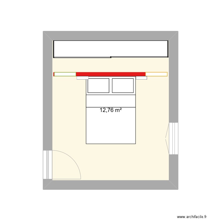 Chambre. Plan de 1 pièce et 13 m2