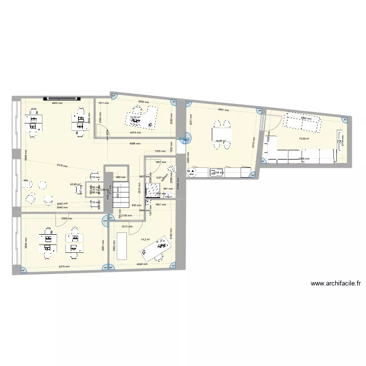 Workspace aménagement avec mobilier. Plan de Workspace aménagement avec mobilier. Plan de