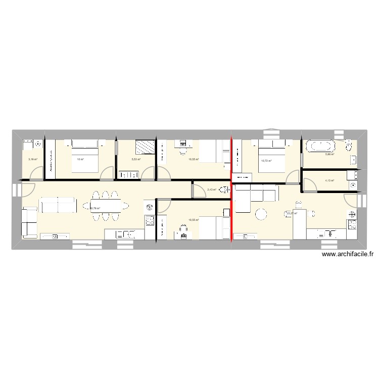 Maison 120m2 75_45. Plan de 0 pièce et 0 m2