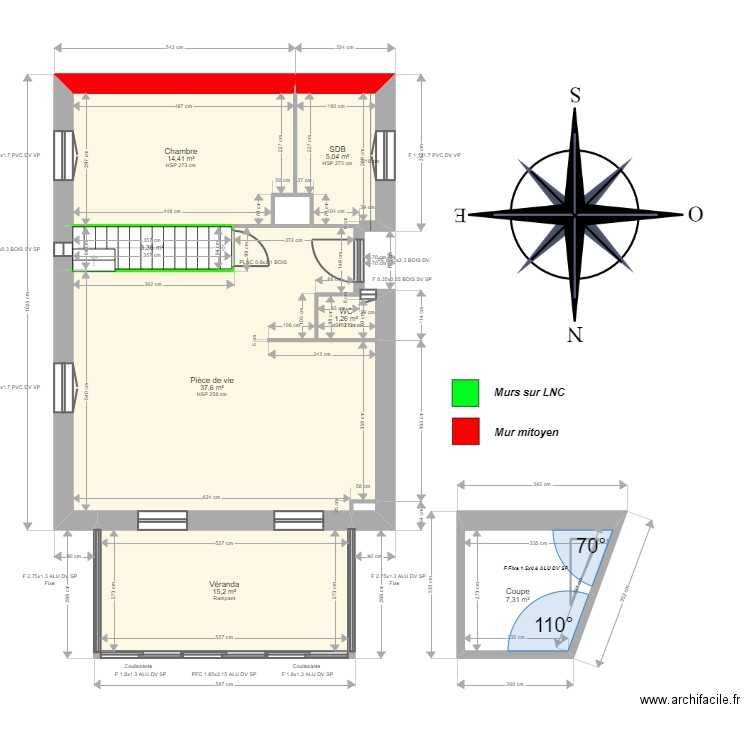 ML24010094 . Plan de 18 pièces et 163 m2