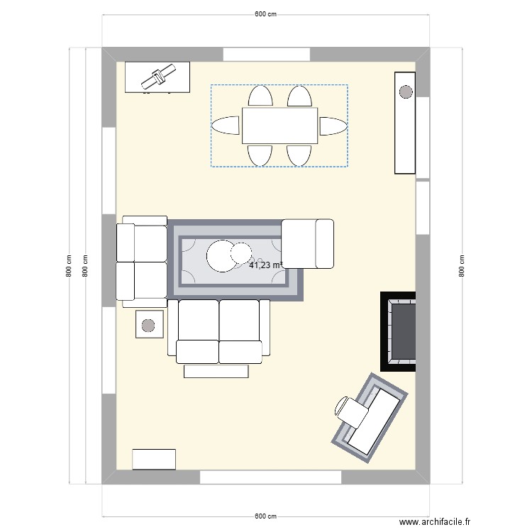 salonV1. Plan de 1 pièce et 41 m2