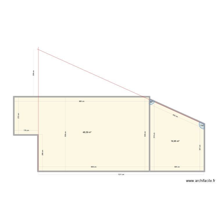 DE ALMEIDA. Plan de 2 pièces et 65 m2