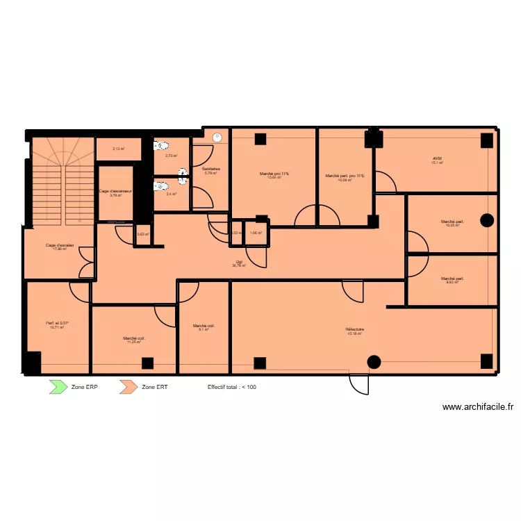 Annecy R+1 - ERP. Plan de 25  et 213 m²