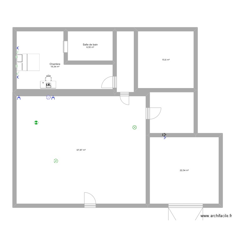 Maison Eliot. Plan de 5 pièces et 132 m2