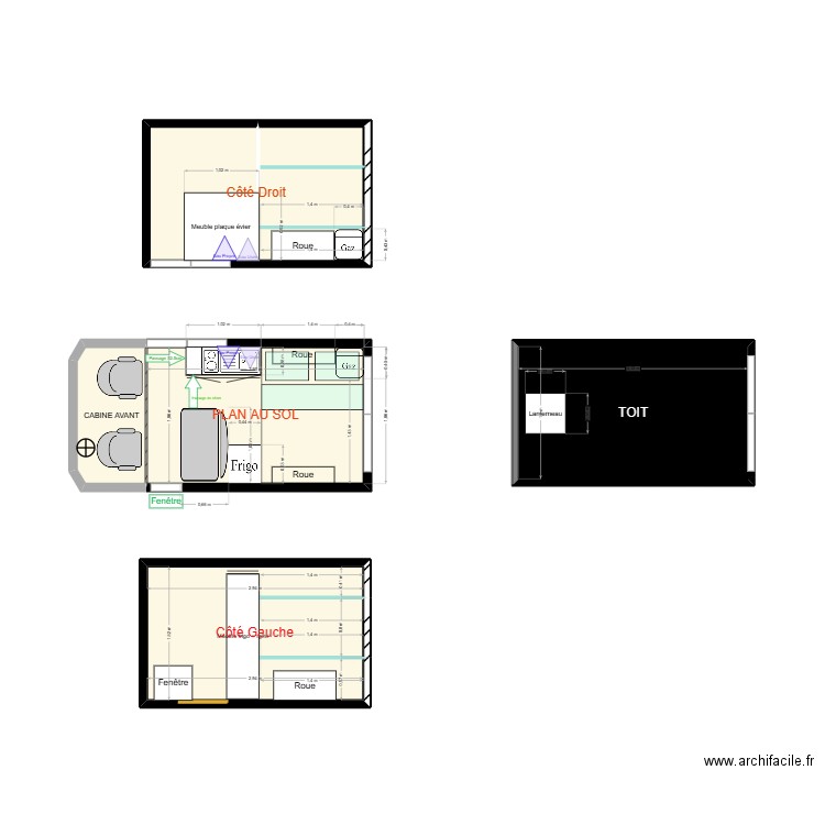 CAMION. Plan de 5 pièces et 23 m2