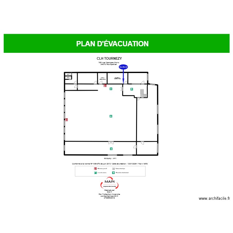 CLH BAt adm evac. Plan de 4 pièces et 40 m2