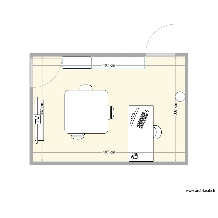 bureau Hervé PROPOSITION AMENAGEMENT. Plan de 1 pièce et 16 m2