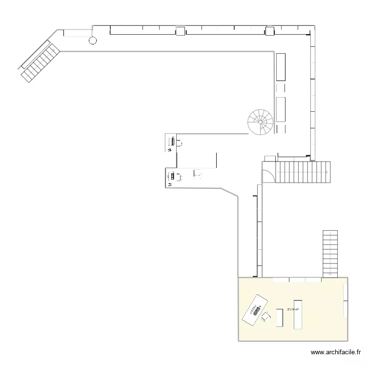 Mezz HV 2026. Plan de 1  et 21 m²