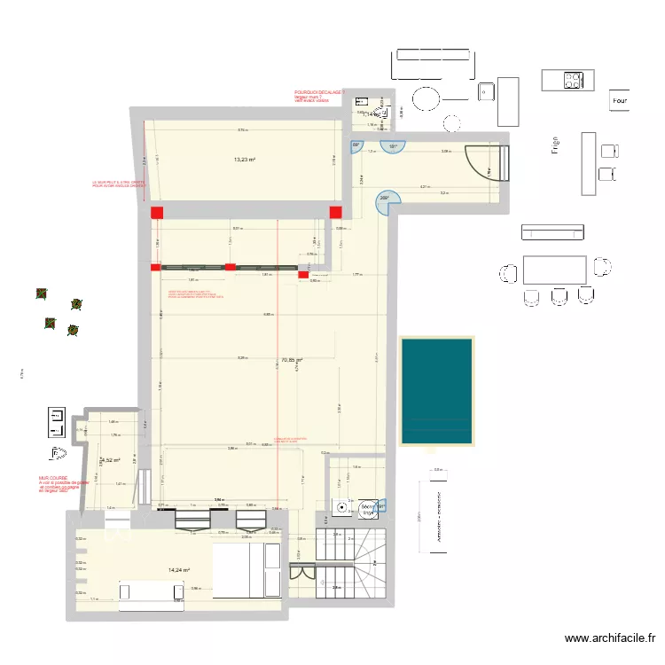 RIAD RDC 2. Plan de 5  et 104 m²