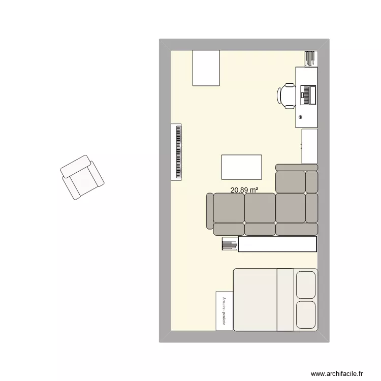 nouvel appart essaie 2. Plan de 1 Pièce et 21 m²