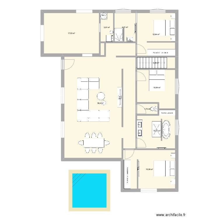 st saens. Plan de 10 pièces et 138 m2