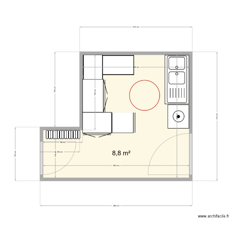 Buanderie.v1. Plan de 1 pièce et 9 m2