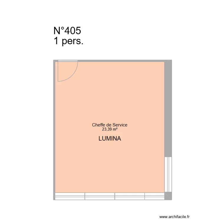 405_Cheffe_Service. Plan de 1  et 23 m²