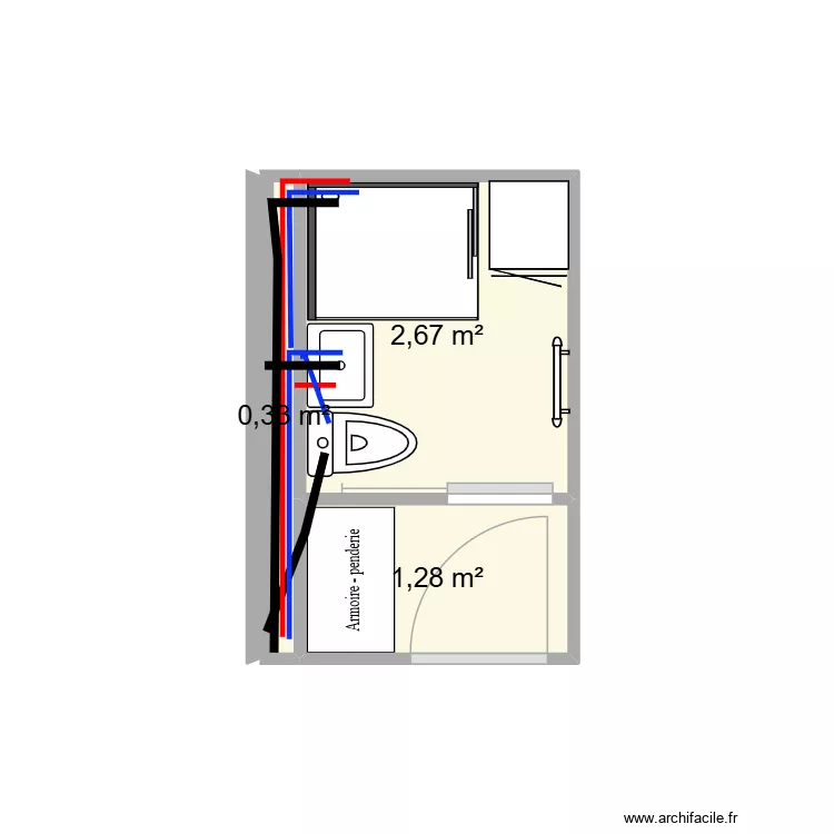salle de bain carroz. Plan de 3  et 4 m²