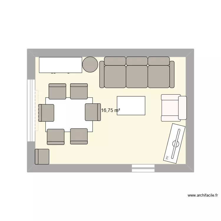 Salon actuel. Plan de 1 et 17 m² Salon actuel. Plan de 1 et 17 m²