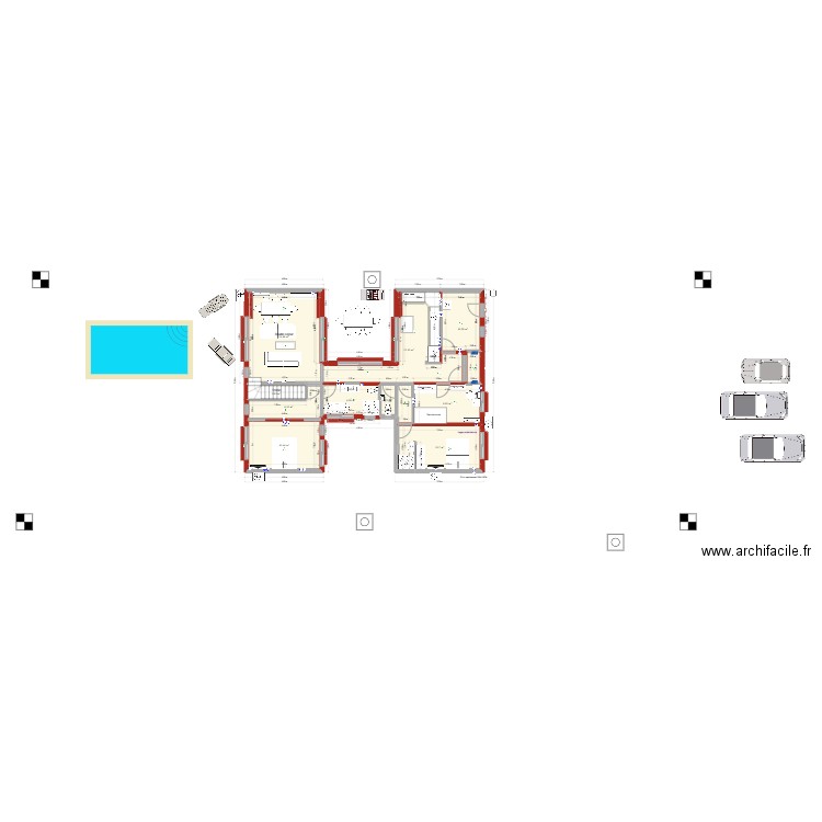 plan au salon de la maison. Plan de 18 pièces et 169 m2