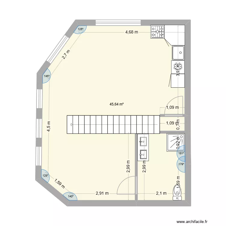 1er étage. Plan de 1 et 46 m² 1er étage. Plan de 1 et 46 m²
