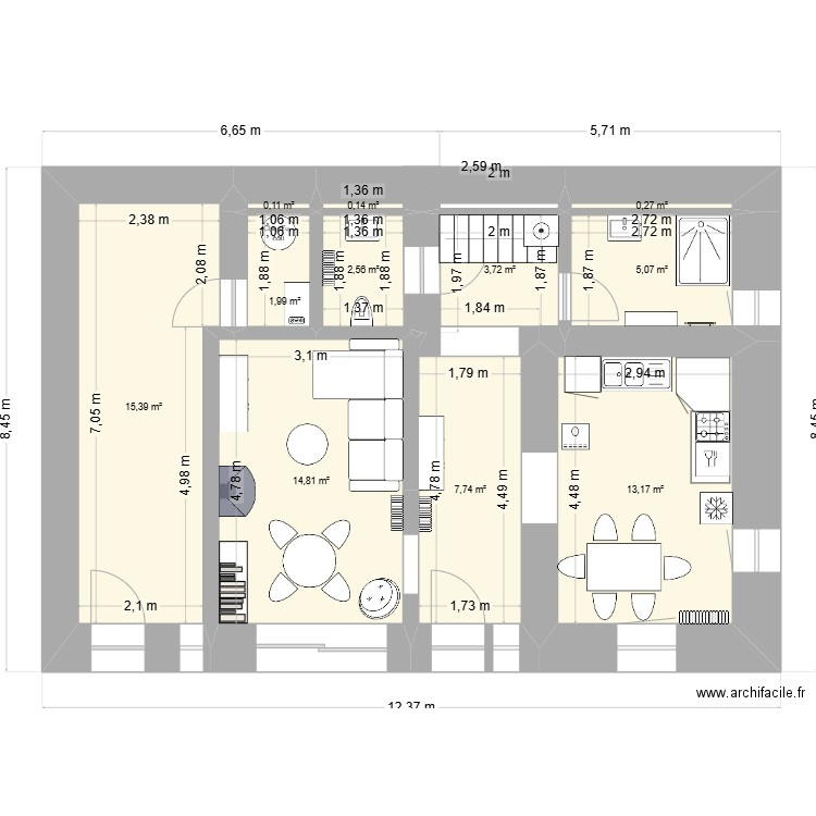 lalaye 4. Plan de 11 pièces et 67 m2