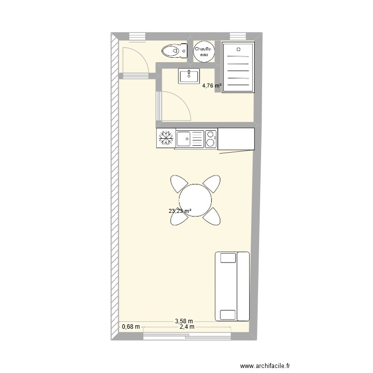 garage. Plan de 2 pièces et 28 m2