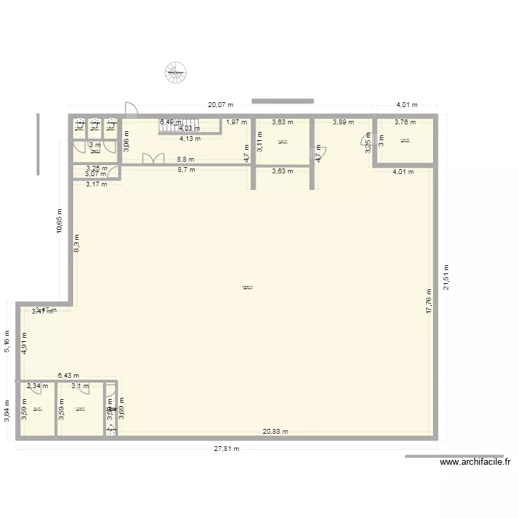EXENTION SALLE 4. Plan de 10  et 521 m²