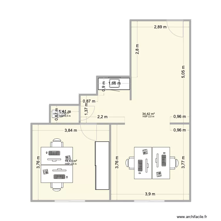 NOUVEAUX BUREAUX AS. Plan de 3 et 50 m² NOUVEAUX BUREAUX AS. Plan de 3 et 50 m²