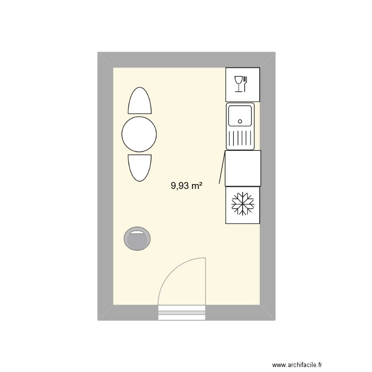 Lcoal imprimante. Plan de 1 pièce et 10 m2