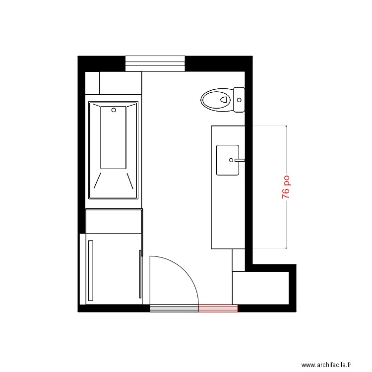 jutra sdb. Plan de 1 pièce et 10 m2