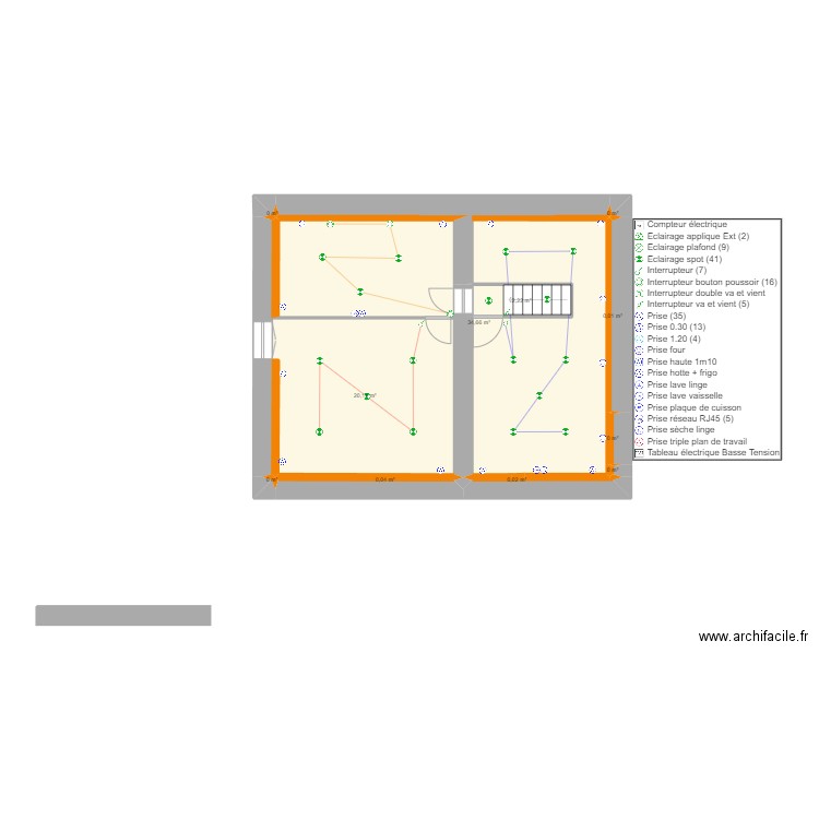 Plan RDC. Plan de 43 pièces et 194 m2