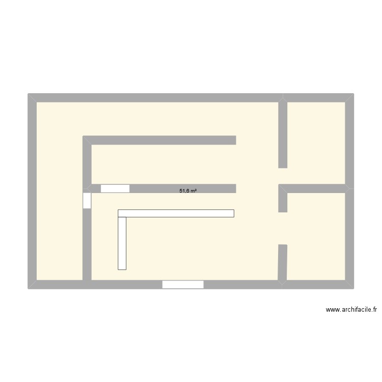 Boulangerie. Plan de 1 pièce et 52 m2