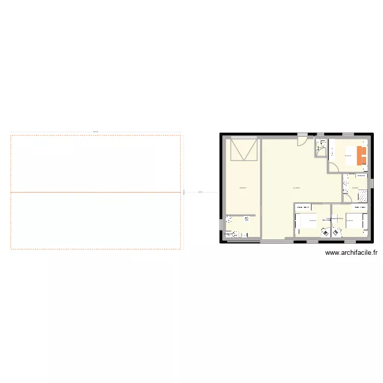 Mod&egrave;le Rectangualire V1.0. Plan de 7  et 200 m²