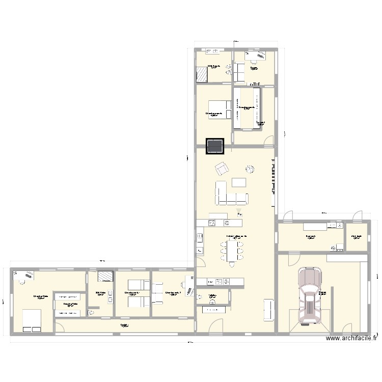 Plan 4 Maison. Plan de 16 pièces et 308 m2
