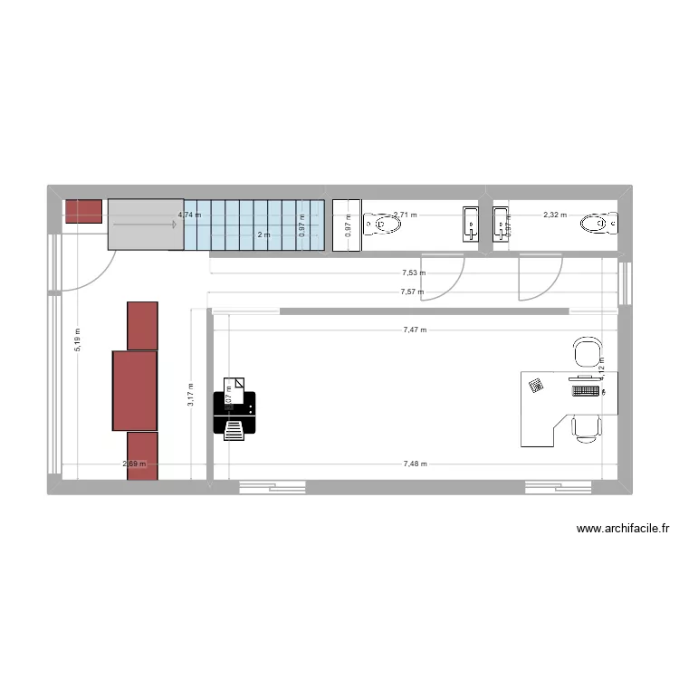 Plan local. Plan de 3 et 51 m² Plan local. Plan de 3 et 51 m²