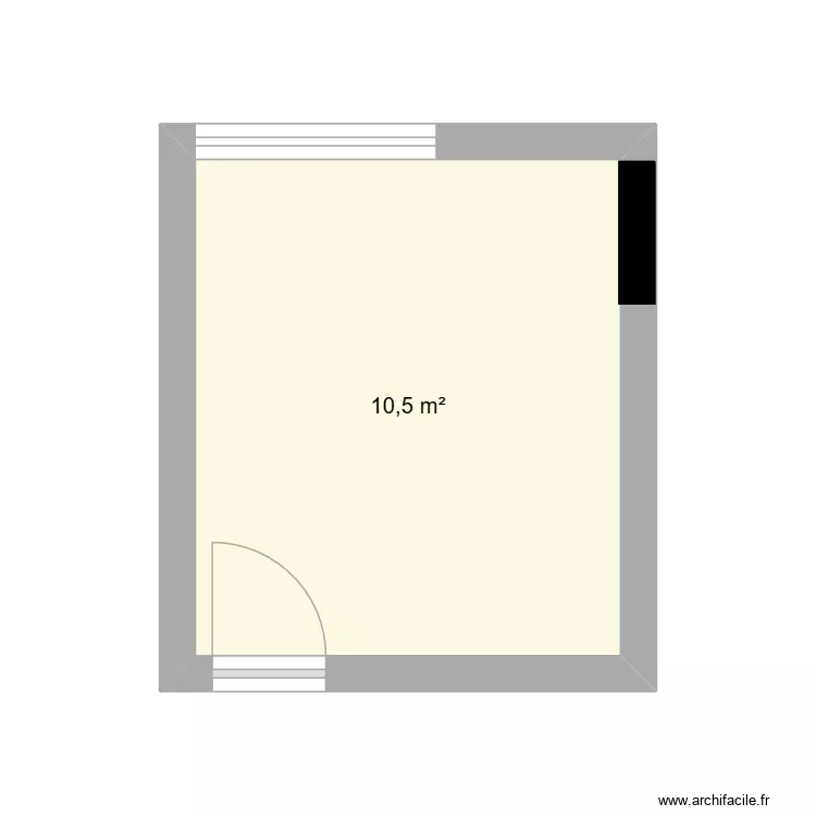 Chambre Fabienne M14. Plan de 1  et 11 m²