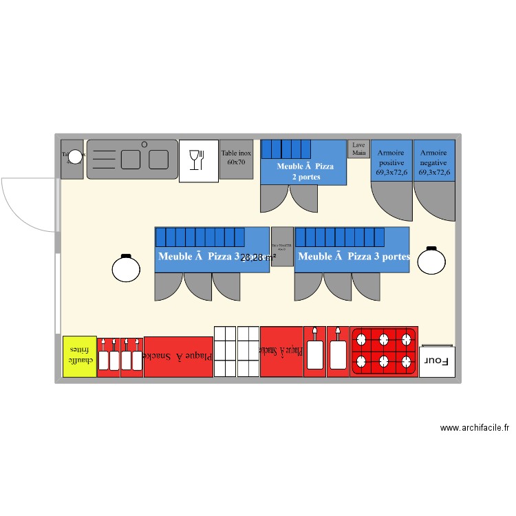 LE BOUILLON PRETOIR. Plan de 1 pièce et 28 m2