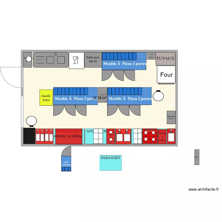 LE BOUILLON PRETOIR. Plan de 1  et 28 m²