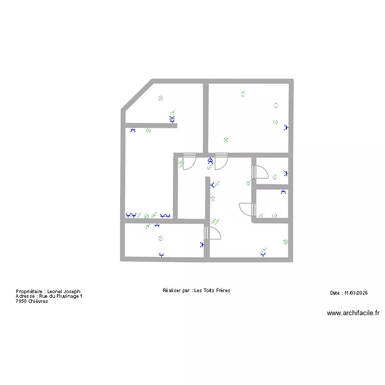 plan &eacute;lectrique josephe 1 1er etage  POSITION. Plan de 3  et 37 m²
