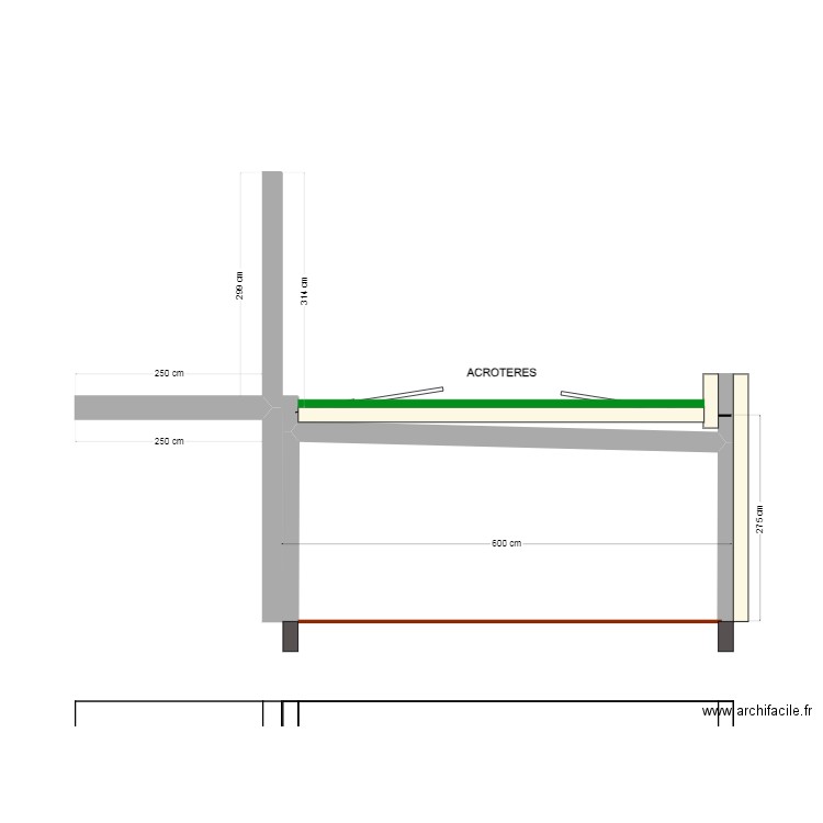 PLAN EN COUPE TOITURE TERRASSE Casta. Plan de 0 pièce et 0 m2