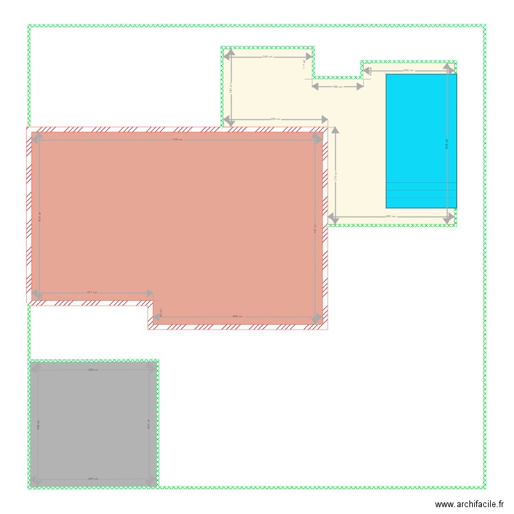 esxtérieur. Plan de 3 pièces et 145 m2