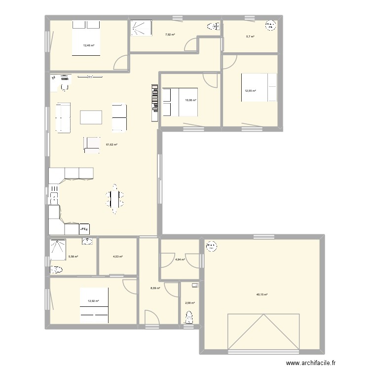 maison chamarande. Plan de 13 pièces et 189 m2